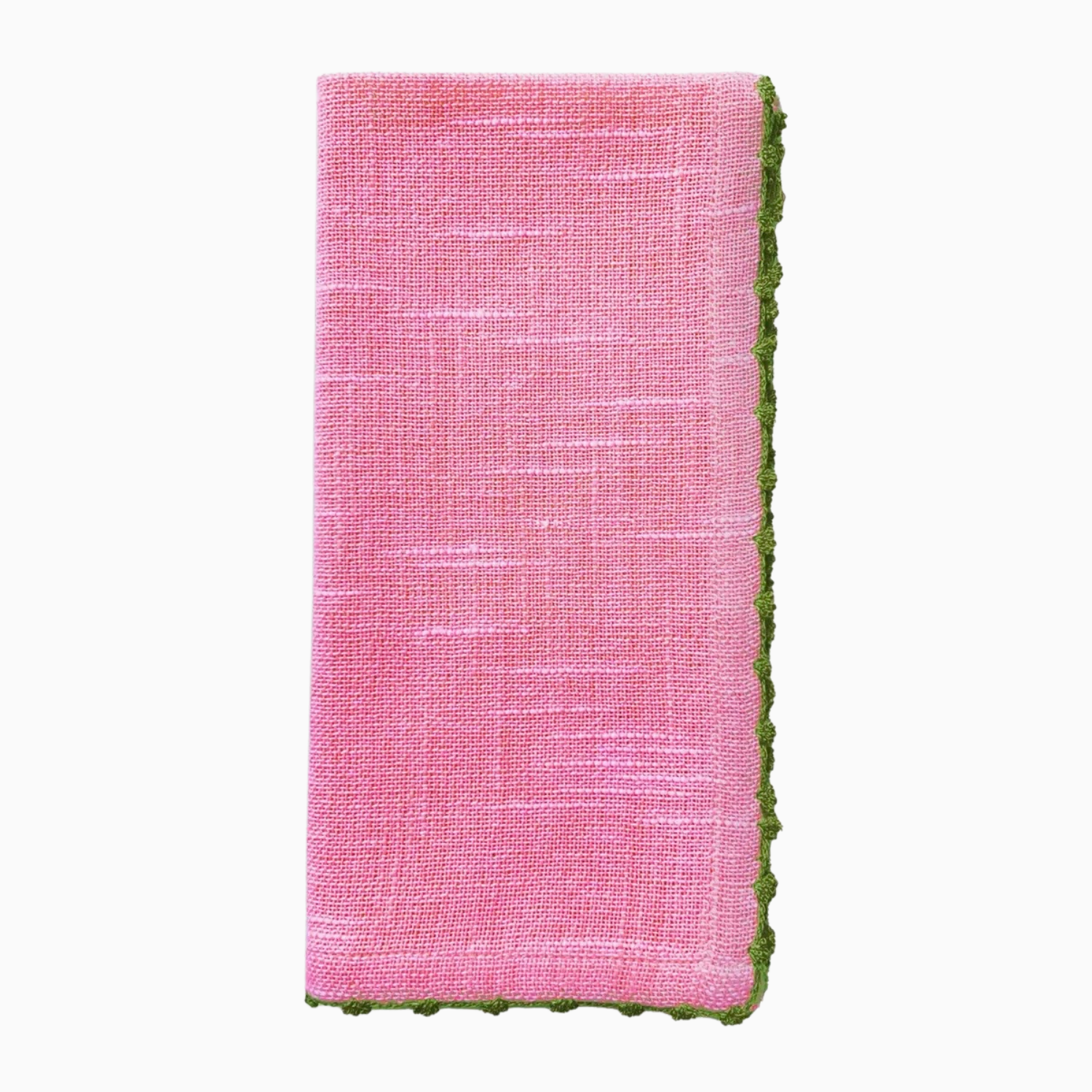 Knotted Edge Cotton Napkin | Berry with Olive Trim