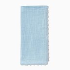 Knotted Edge Cotton Napkin | Light Blue with White Trim