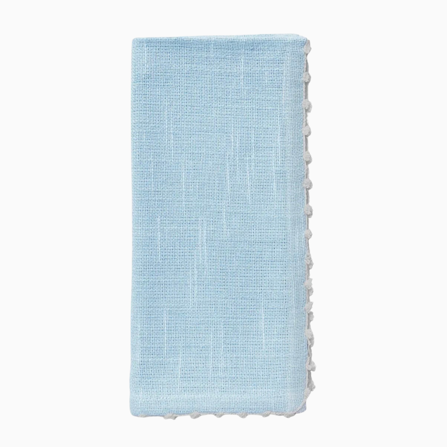 Knotted Edge Cotton Napkin | Light Blue with White Trim