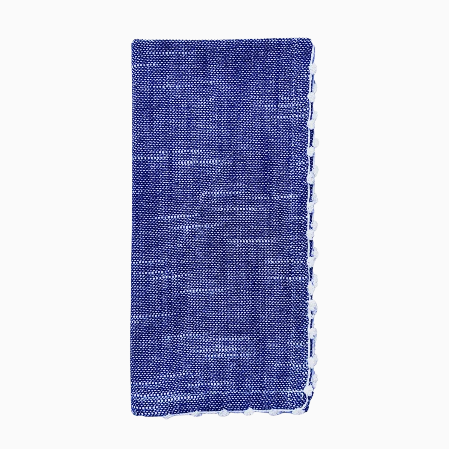 Knotted Edge Cotton Napkin | Navy with White Trim