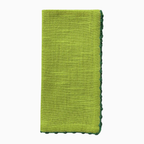 Knotted Edge Cotton Napkin | Fern with Green Trim