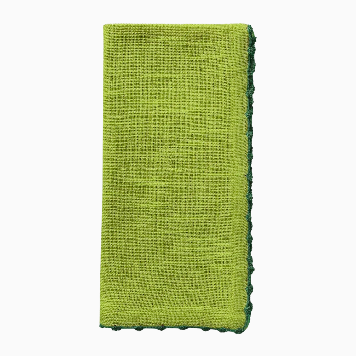 Knotted Edge Cotton Napkin | Fern with Green Trim