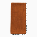 Knotted Edge Cotton Napkin | Tomato Cream with Grey Trim