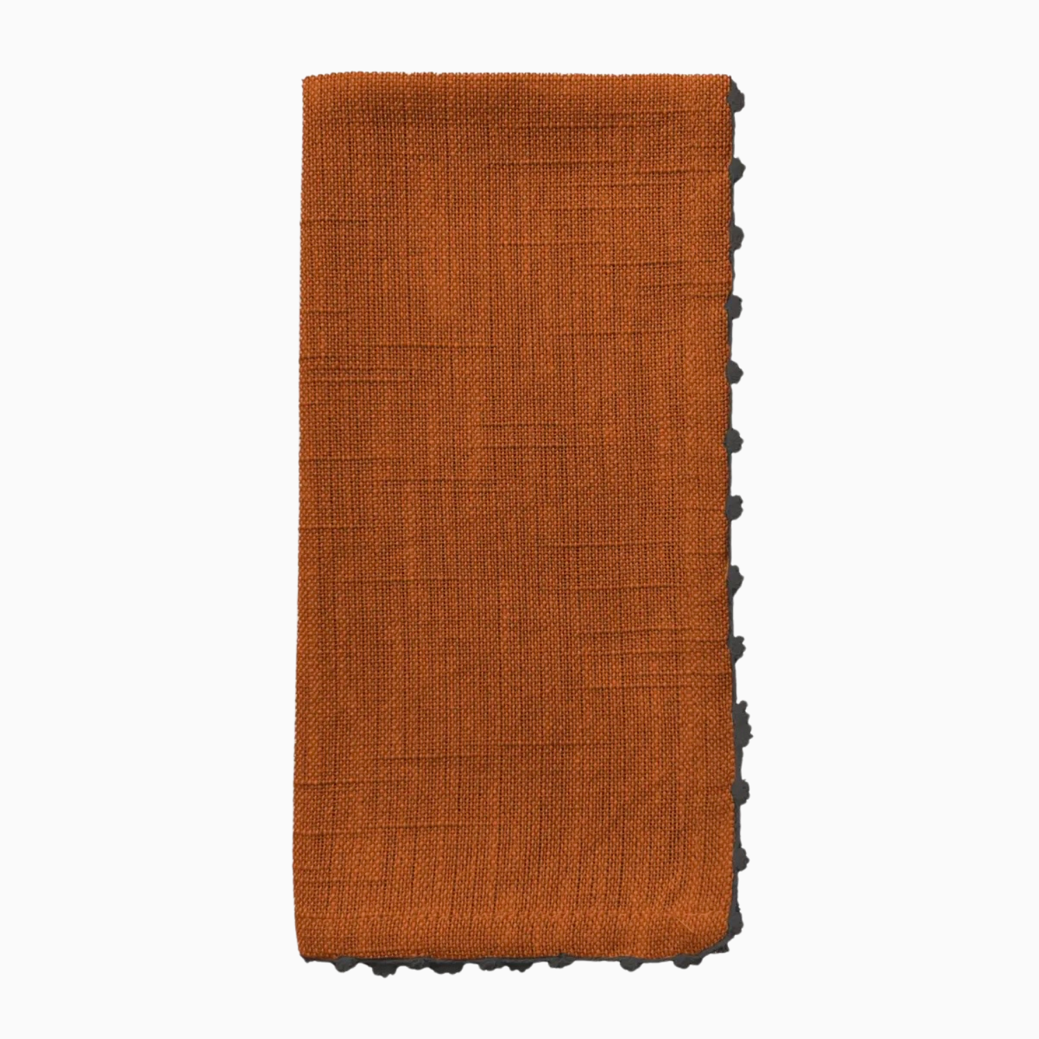 Knotted Edge Cotton Napkin | Tomato Cream with Grey Trim