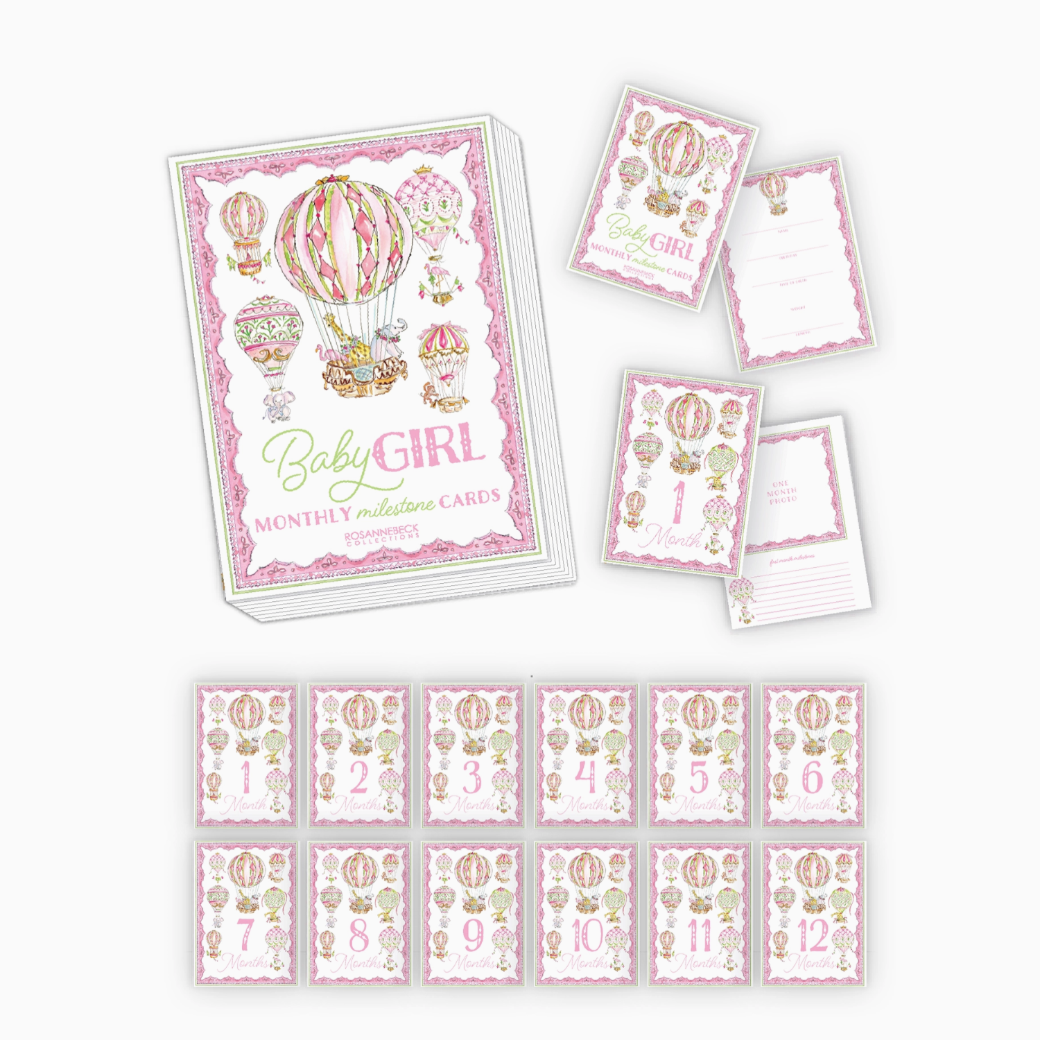 Hot Air Balloon & Animals Milestone Cards