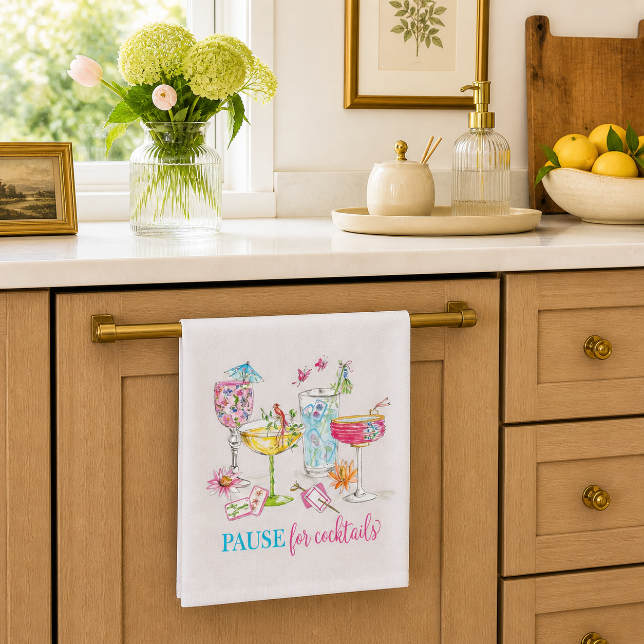 Pause For Cocktails Kitchen Towel