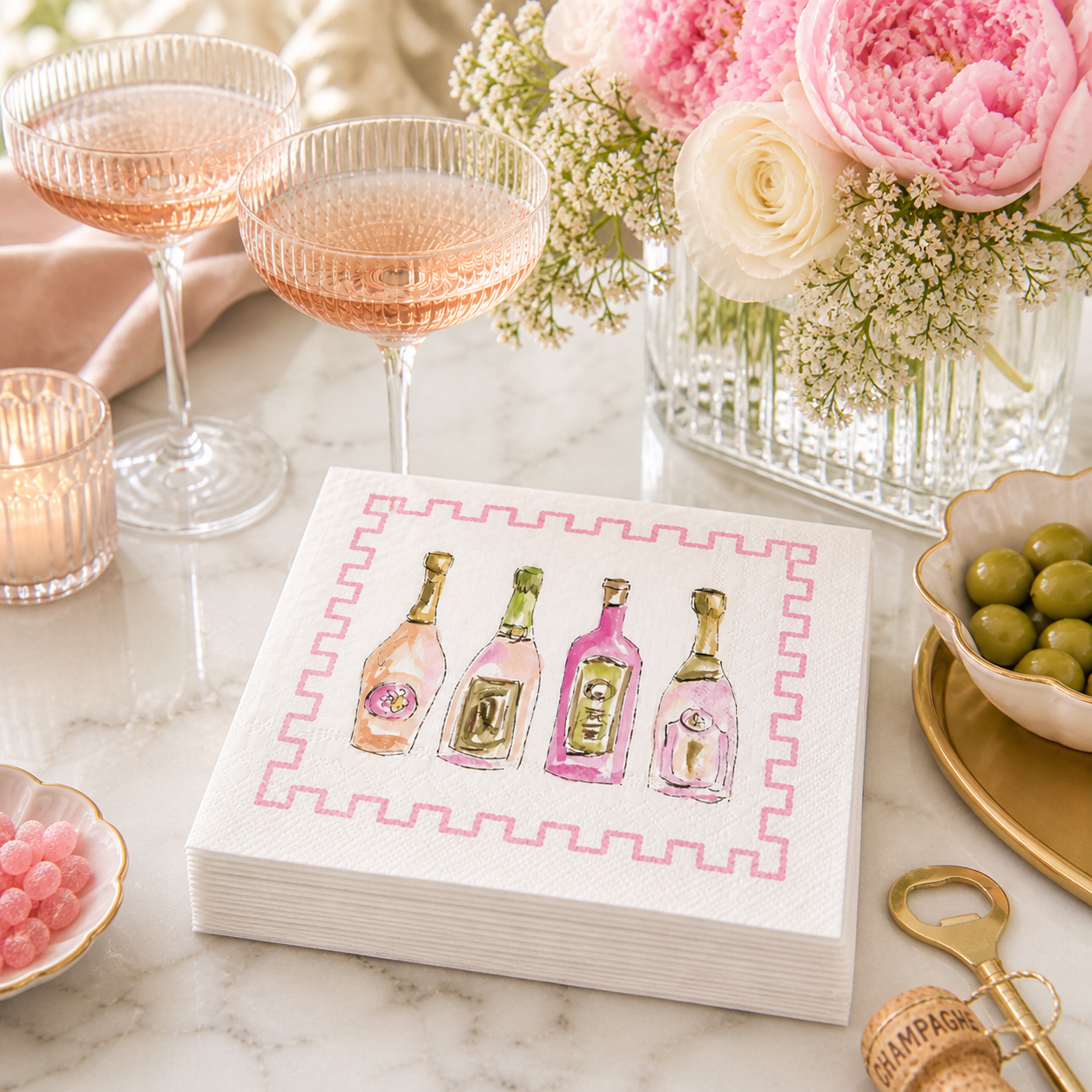 Champagne Bottles Cocktail Napkins