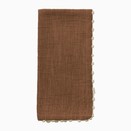 Knotted Edge Cotton Napkin | Raw Umber with Cream Trim