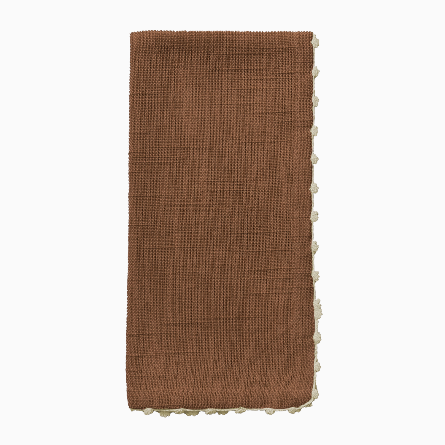 Knotted Edge Cotton Napkin | Raw Umber with Cream Trim