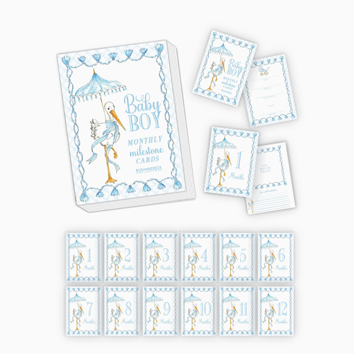 Hand Painted Stork Milestone Cards