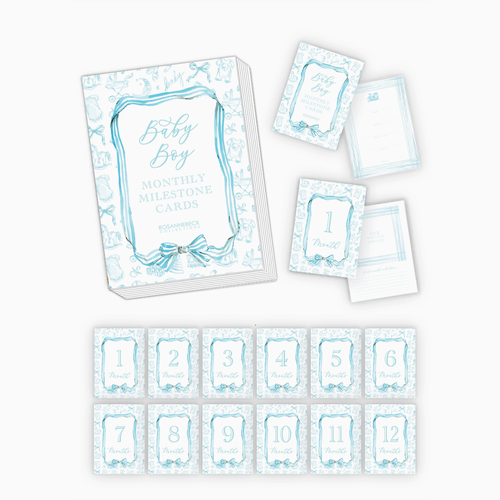 Hand Painted Toille Milestone Cards