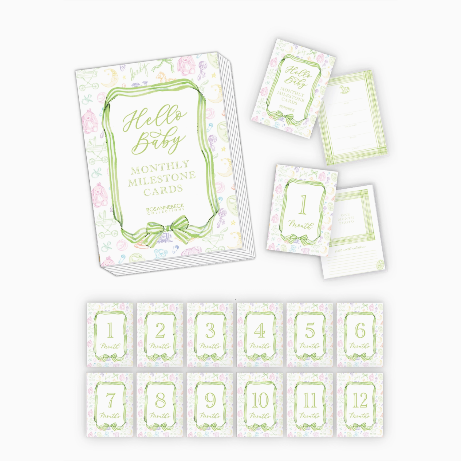 Hand Painted Toille Milestone Cards