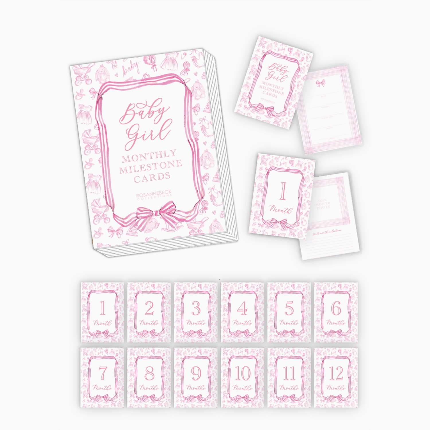 Hand Painted Toille Milestone Cards