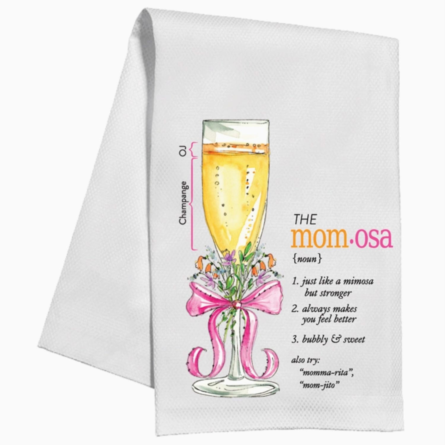 Hand Painted The Mom-Osa Kitchen Towel