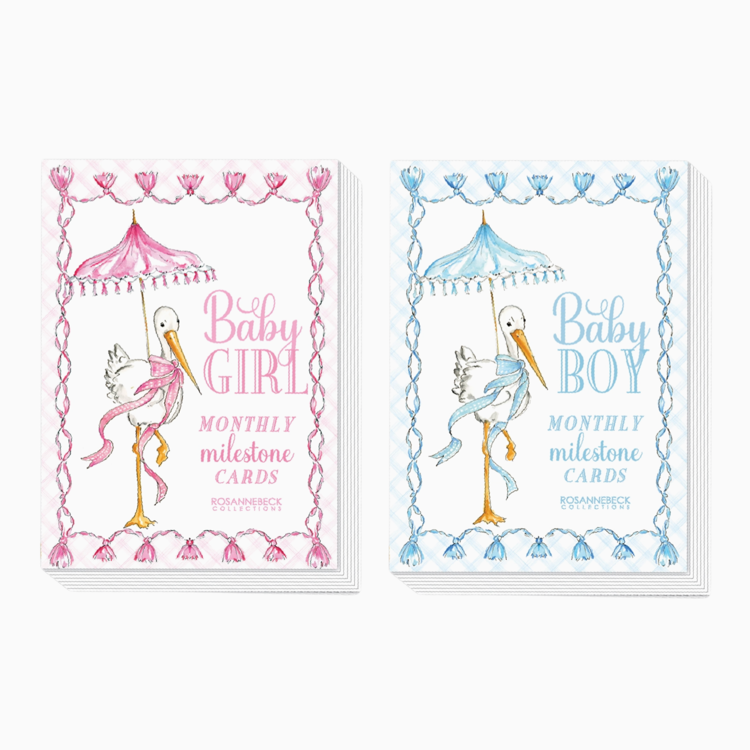 Hand Painted Stork Milestone Cards