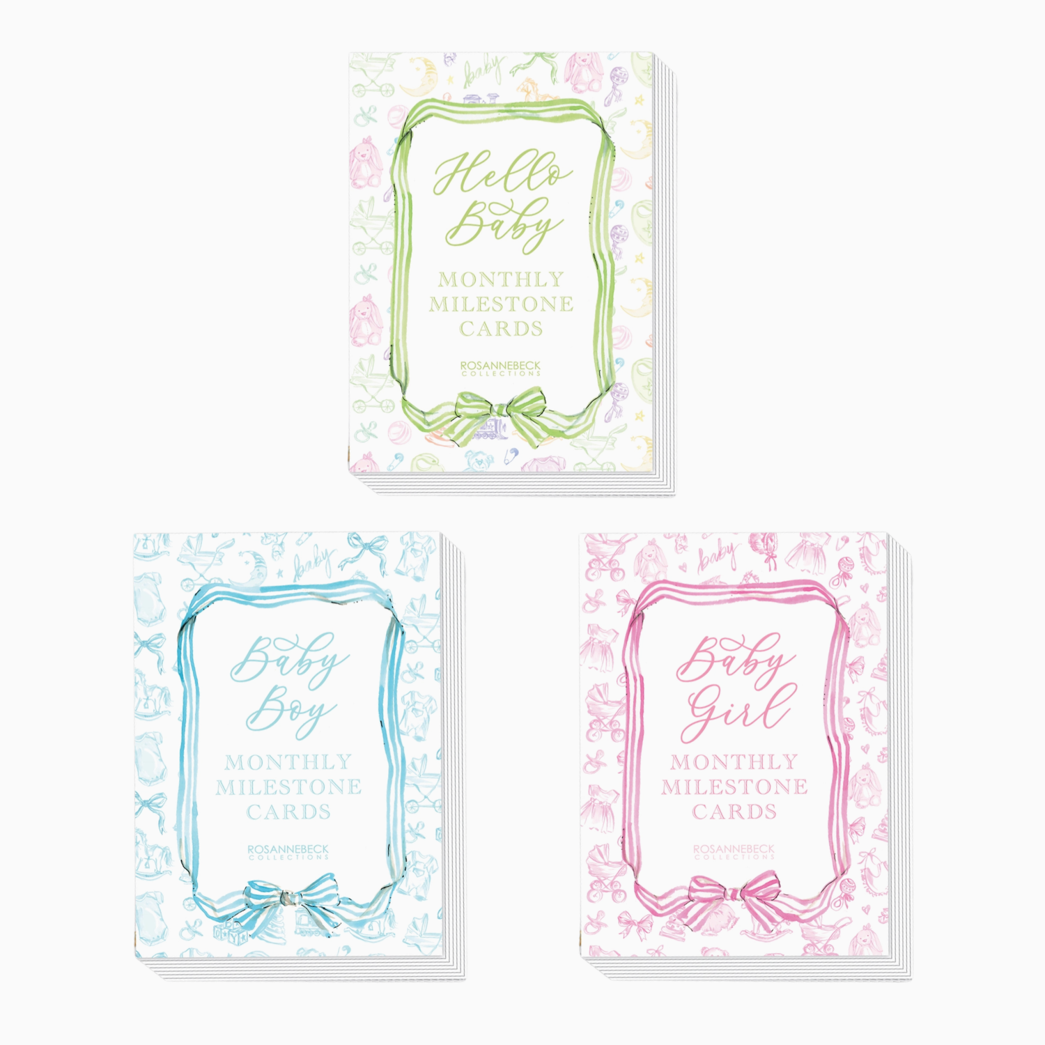 Hand Painted Toille Milestone Cards